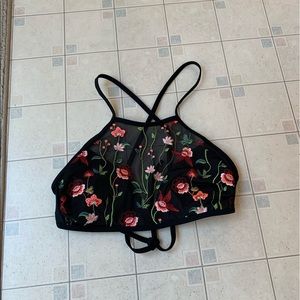 Xhilaration | Embroidered flower bikini top